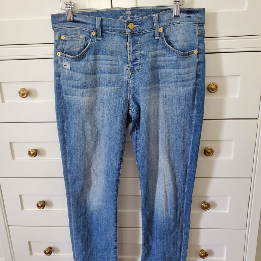 7 For All Mankind Josefina Skinny Boyfriend Jeans Light Wash Size 26